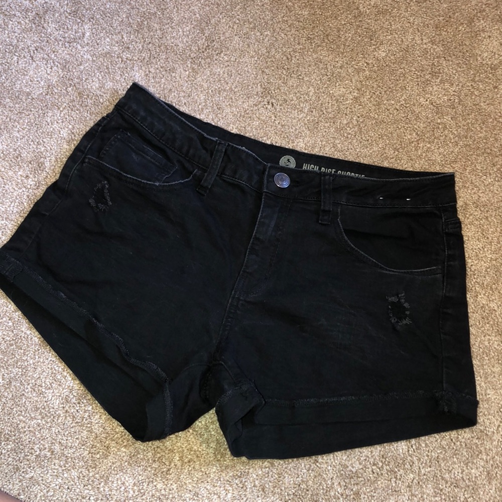 SO Black High Rise Shortie Jean Shorts